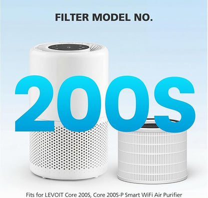 Core 200S-P Replacement Filter Compatible with LEVOIT Core 200S Smart WiFi Air PuriFier, Core 200S-RF Air Filter, White, 3 Pack