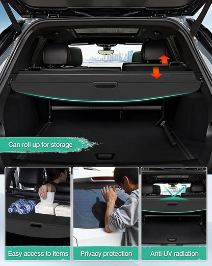 Powerty Retractable Cargo Cover for Cadillac XT5 2020-2023, Canvas Texture Trunk Cover Privacy Screen Rear Security Shade for XT5 Accessories
