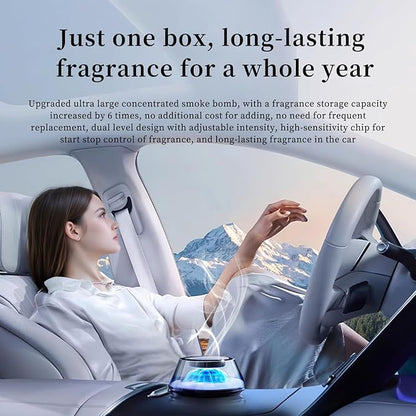 Smart Car Air Freshener 5 Ambient Light & Mist Car Fragrance, Auto On/Off, Adjustable Concentration Diffuser with Two fragrance, Lasts for 6 months, Sandalwood and Rose