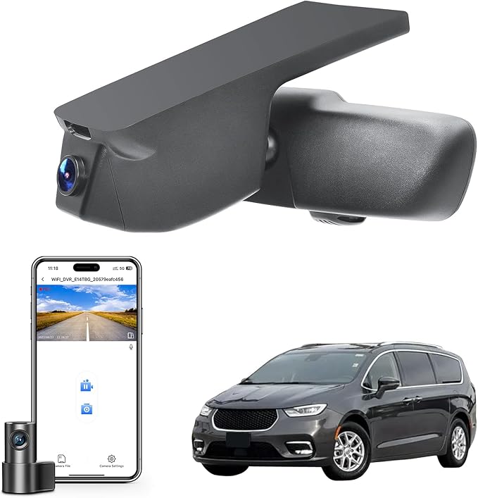 Front 4K & Rear 1080P Dash Custom fit for Chrysler Pacifica 2017 2018 2019 2020 2021 2022(Model B),LX Limited Touring-L Touring Touring-L Plus,Integrated OEM Look,UHD 2160P Video,WiFi & App,128GB Card