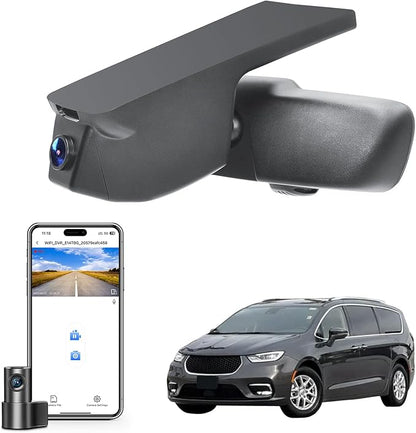 Front 4K & Rear 1080P Dash Custom fit for Chrysler Pacifica 2017 2018 2019 2020 2021 2022(Model B),LX Limited Touring-L Touring Touring-L Plus,Integrated OEM Look,UHD 2160P Video,WiFi & App,128GB Card