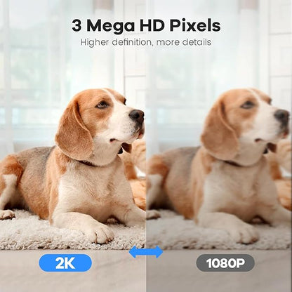 2K 360°Indoor Cameras for Home Security/Baby Monitor, Cat/Pet/Dog Camera with Phone App, 2-Way Audio Smart Home Security Camera 2.4Ghz Night Vision Works with Alexa, No Monthly Fee