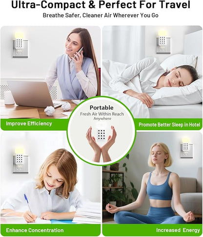 ySky Plug In Air Purifier for Home, Negative Ion Air purifiers with LED Motion Sensor Night Light,Quiet Mini Air Ionizers for home,Bathroom,Bedroom,Portable Air ionizer for Odor,Pet smell