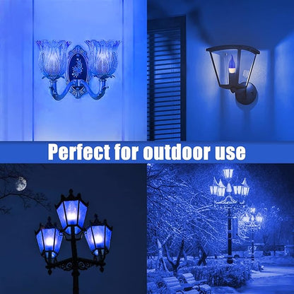 Bestview LED Flame Effect Light Bulbs,3 Modes Flickering Light Bulbs, Smart E12 Chandelier Base Candle Fire Light Bulb for Halloween, Christmas,Party, Porch Indoor&Outdoor Decoration -6 Pack(Blue)