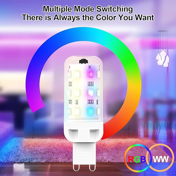 XRise G9 LED Bulb 2.5W Dimmable RGB+Warm White Color Changing with Remote Control Equivalent 25W Halogen G9 Base LED Light Bulbs 3000K 250LM, No Flicker,3 Pack