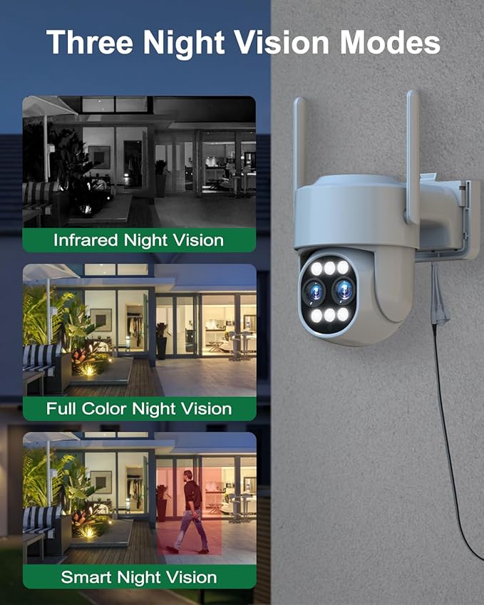 4K Security Camera System Wireless, Dual Lens 4MP+4MP 10X Zoom 2.4G/5G PTZ Cameras for Outdoor Home Security, Auto Tracking, 10” Monitor NVR Pre-Installed with 1TB HDD, 24/7 Record