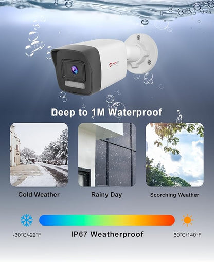 Anpviz 4K 8MP PoE Bullet Camera Outdoor, Human Vehicle Detection, Color Night Vision, Wired IP Security Camera with Audio for Home Driveway Business, 127° FOV, IP67, WDR, SD Card Slot, IPC-B1083WD-S