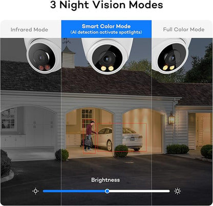 ONWOTE 4K 8MP PoE IP Camera, Smart AI Human Vehicle Detection Activate Bright Spotlights, 134° Wide Viewing Angle, Indoor/Outdoor, Commercial Wired Camera for Business, Add-on to PoE NVR System