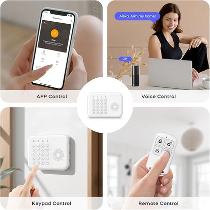 2026 Home Security System,13 Piece No Monthly Fees with Phone & Remote Control WiFi+4G Alarm System Kit,Instant App Alerts and Compatible with Alexa,Door/Window Sensors,SOS Button,for Smart Life