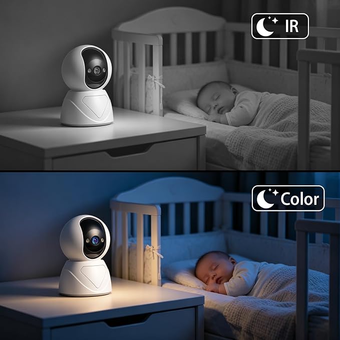 Baby Monitor with Camera and Audio, Smart Motion Tracking & 3X Zoom, Indoor Camera, Color Night Vision, 5G/2.4G WiFi, Two-Way Audio, 3MP 355° Pan Tilt, Pet Camera, SD/Cloud