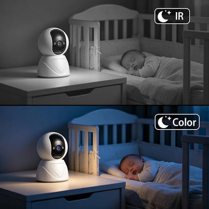 Baby Monitor with Camera and Audio, Smart Motion Tracking & 3X Zoom, Indoor Camera, Color Night Vision, 5G/2.4G WiFi, Two-Way Audio, 3MP 355° Pan Tilt, Pet Camera, SD/Cloud
