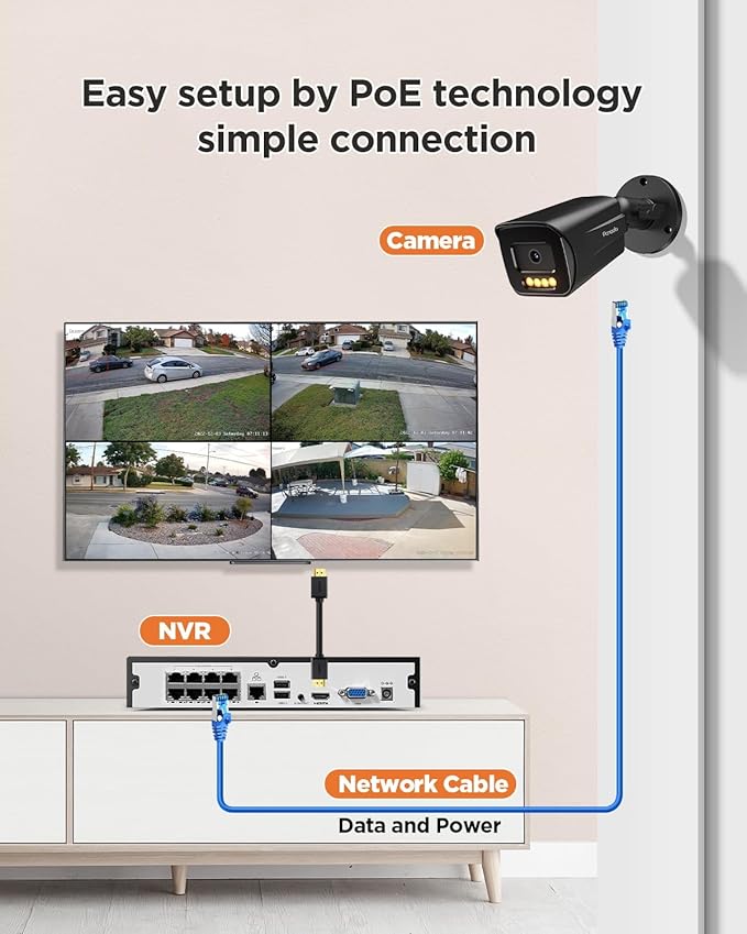 8 Channel PoE Security Camera System, 8PCS 5MP Bullet IP Camera with 2 Way Audio, Smart Color Night Vision, AI Human Vehicle Detection, Remote Access, 4K 8CH NVR with 2TB HDD, PB65B0808-5MD