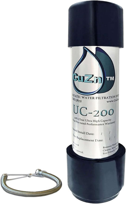 CuZn UC-200 Under Sink Water Filter, NSF/ANSI 42 & 372, 5-Year Filter Life | Reduces PFAs, PFOS, Lead, Chlorine, Improves Tap Water Taste, Inline Faucet Connection for Simple Installation