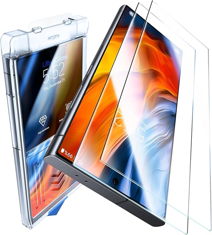UltraGlass Unbreak Top 9H+ Glass for Samsung Galaxy S24 Ultra Screen Protector [Military Grade Shatterproof & Longest Durable] Screen Protector S24 Ultra Tempered Glass, Auto Installation, 2 Pack