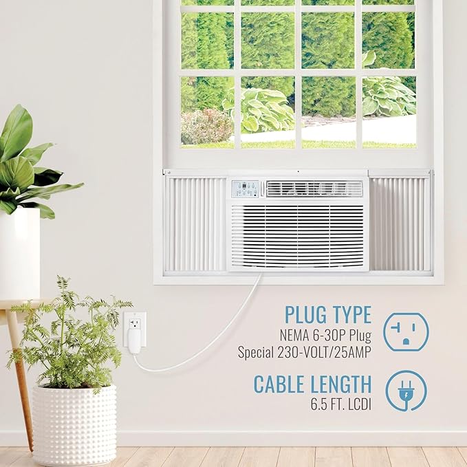 Keystone 23,200 BTU Window Air Conditioner with 16,000 BTU Supplemental Heat and Dehumidifier, 230V, Window AC for Large Rooms up to 1,500 Sq.Ft. with Smart Remote Control
