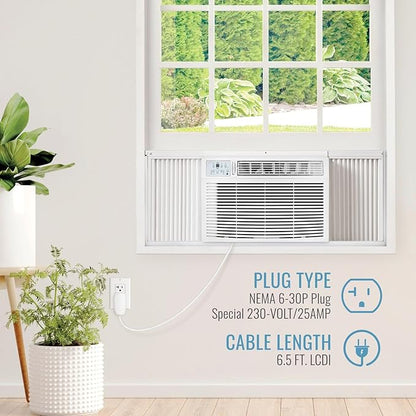 Keystone 23,200 BTU Window Air Conditioner with 16,000 BTU Supplemental Heat and Dehumidifier, 230V, Window AC for Large Rooms up to 1,500 Sq.Ft. with Smart Remote Control