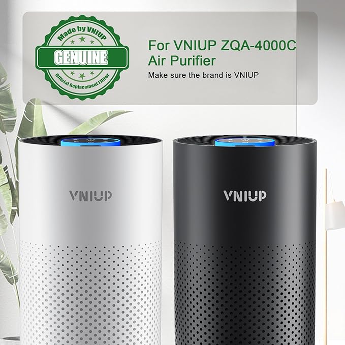 White Air Purifier+2 Pack ZQA 4000C Replacement Filter, with Sleep Mode& Light Mode Air Cleaner for Pet Dander Odor Dust Smoke