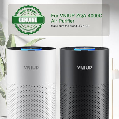 White Air Purifier+2 Pack ZQA 4000C Replacement Filter, with Sleep Mode& Light Mode Air Cleaner for Pet Dander Odor Dust Smoke