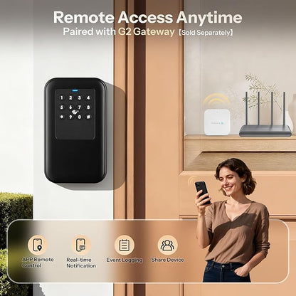 Moquin Smart Bluetooth Key Lock Box –TTLock App Control, Silicone Button IP65 Waterproof, Extra Large Safe Storage Wall Mount & Shackle for Airbnb Realtor House Office