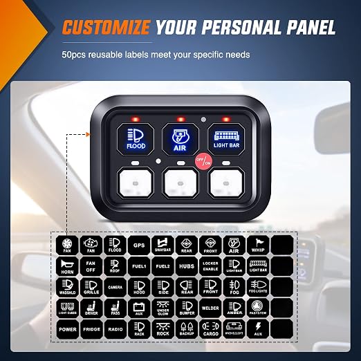 Nilight 6 Gang Switch Panel Relay System Automatic Dimmable | Universal Circuit Control with Fuse Wiring Harness ON-Off Blue Backlit LED Pod for Cars Trucks Boats ATV UTV SUV