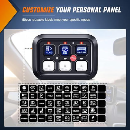 Nilight 6 Gang Switch Panel Relay System Automatic Dimmable | Universal Circuit Control with Fuse Wiring Harness ON-Off Blue Backlit LED Pod for Cars Trucks Boats ATV UTV SUV