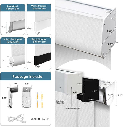 SmartWings Motorized 100% Blackout Shades Blinds, Custom Size, Cordless Window Shades with Rechargeable Battery, Works with Matter/Apple HomeKit, Alexa, Thread/Zigbee, Remote Optional, Safar White