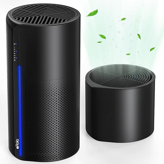 Afloia 2-in-1 Air Purifier and Humidifier Combo, Quiet 3-Stage Filtration for Pet Allergies & Smoke, Auto Shut-Off, 7-Color LED Light, Black