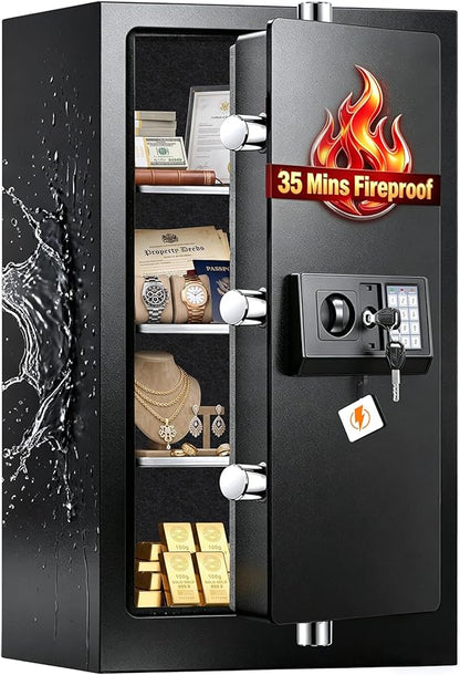 35 Mins Fireproof Safe - 7.5 Cu Ft Home Safe Box, Fire Proof Safes, Security Safe Box with Digital Keypads for Home Office, Cash, Files,Keypad