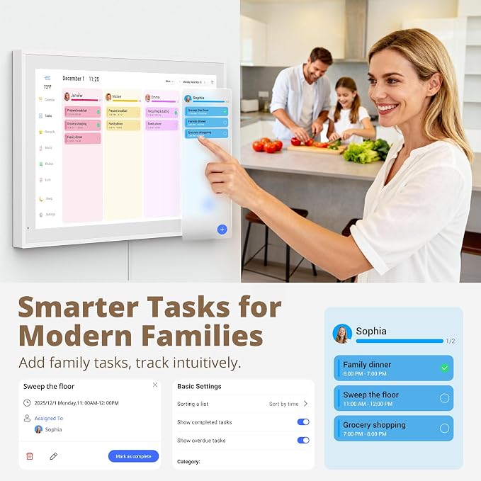 Dragon Touch 21.5" Digital Calendar Chore Chart – 1080P Full HD Interactive Touchscreen, Smart Family Planner, Hearth Display Digital Calendar Wall & Desk Mountable for Seamless Scheduling