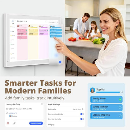 Dragon Touch 21.5" Digital Calendar Chore Chart – 1080P Full HD Interactive Touchscreen, Smart Family Planner, Hearth Display Digital Calendar Wall & Desk Mountable for Seamless Scheduling