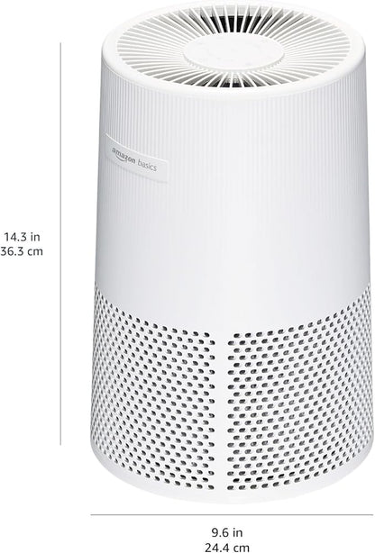 Amazon Basics Air Purifier for Home and Office, With Activated Carbon, 3 Speeds, Timer, Sleep Mode (32db), Energy Star Certificate, Covers Up to 1067 Sq ft, White