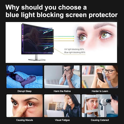24 Inch Privacy Screen for Monitor (16:9), Hanging Anti-Spy Filter with Blue Light Blocking, Removable Acrylic Desktop Protector for Eye Protection, Ideal for Office, Remote Work & Travel