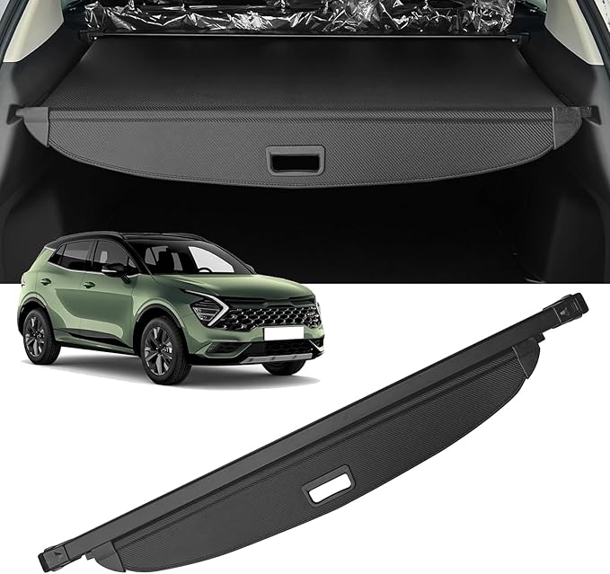 AUXKO Retractable Cargo Cover for Kia Sportage 2026-2023, Trunk Cargo Cover Luggage Security Shade Cover for 2026 2025 Kia Sportage Shielding Shade Anti-Peeping Luggage Privacy Screen, Carbon Fiber
