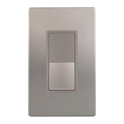 ENERLITES Elite Series Decorator Switch with Screwless Wall Plate, Paddle Light Switch, Single Pole, 3 Wire, Grounding Screw, Residential Grade, 15A 120V, UL Listed, 91150-NKWP, Nickel