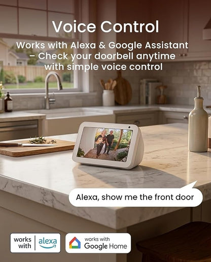 youkey Dual Camera Wireless Video Doorbell — Head-to-Toe View, 2K FHD Battery Doorbell with Local Storage No Monthly Fee, Package Detection, 5Ghz WiFi, Works with Alexa & Google Assistant, DB312