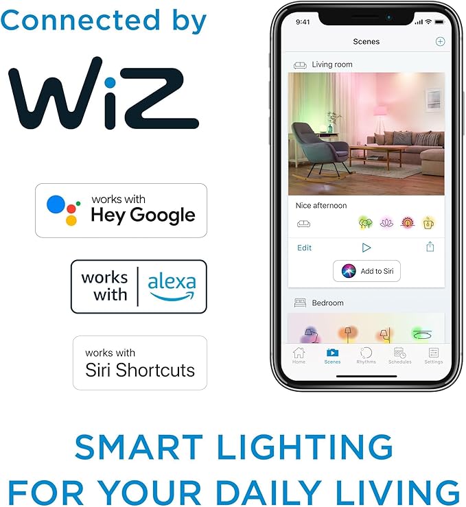 Philips Smart 100W A23 LED Light Bulbs 4-Pack - Connects to Your Wi-Fi - E26- Control with Voice or App + Activate with Motion - Matter Compatible