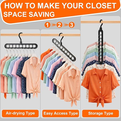 HEYHOUSE Closet Organizers and Storage,College Dorm Room Essentials,Pack of 10 Multifunctional Organizer Magic Space Saving Hangers with 9 Holes Storage Organization for Wardrobe Closet