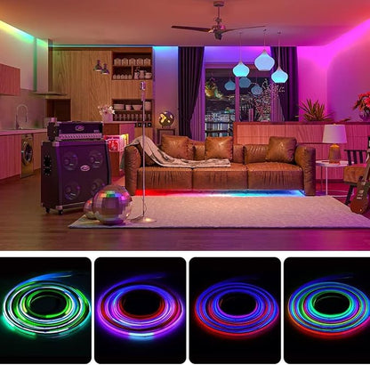 BTF-LIGHTING 9.8FT WS2811 Smart IC RGB DC24V FCOB COB LED Strip Light | UL Listed 630LEDs/m High Density Color Chasing Light 10mm Width Black PCB for Home DIY Lighting(No Adapter or Controller)