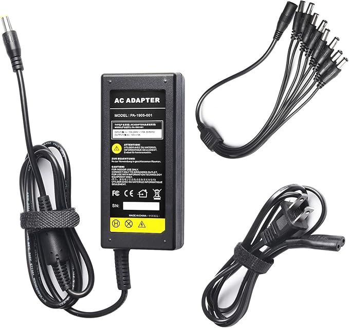 Fancy Buying Security Camera Power Adapter 12V 5A 100V-240V AC to DC 8-Way Power Splitter Cable FCC Certified LED Power Transformers-Fits Analog/AHD DVR/Camera, RGB LED Strip Lights
