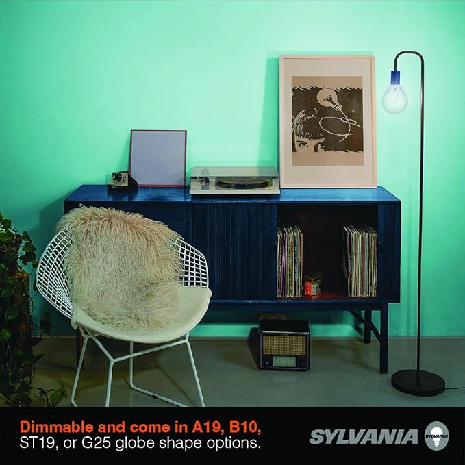 Sylvania G25 Clear Globe LED White Filament Bulb, 5W, Dimmable, 500 LMS, Medium Base, 2700K, Soft White - 2 Pack (42176)