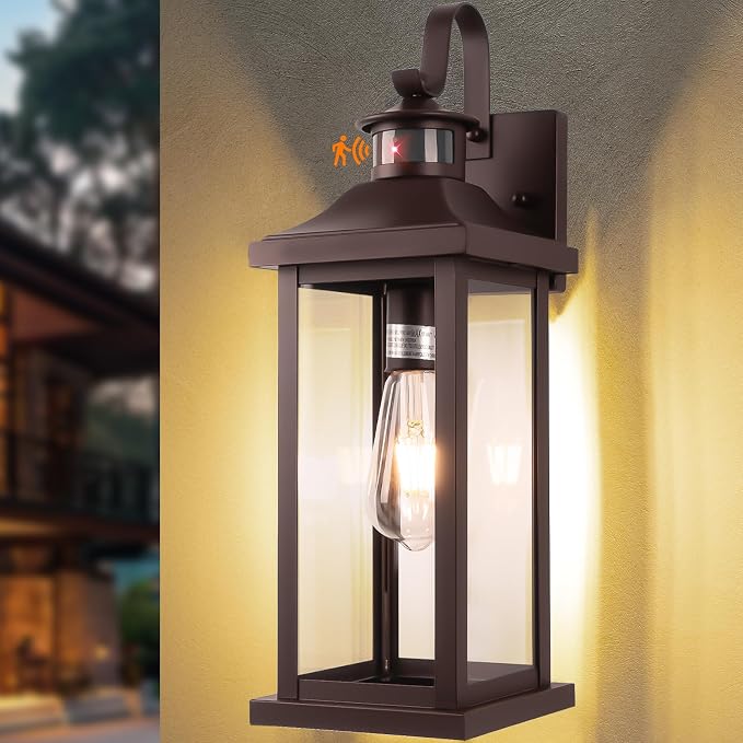 18 Inch Oil Rubbed Bronze Motion Sensor Outdoor Wall Lantern