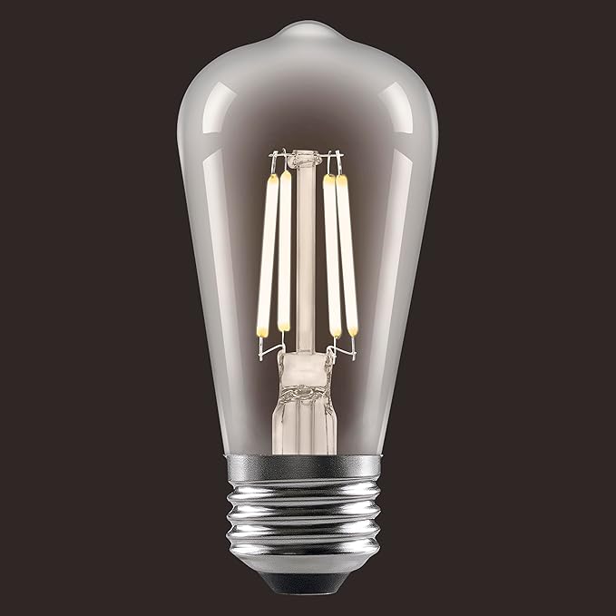 Sylvania ST15 Clear LED White Filament Bulb, 5.5W, Dimmable, 500 LMS, Medium Base, 2700K, Soft White - 2 Pack (42268)