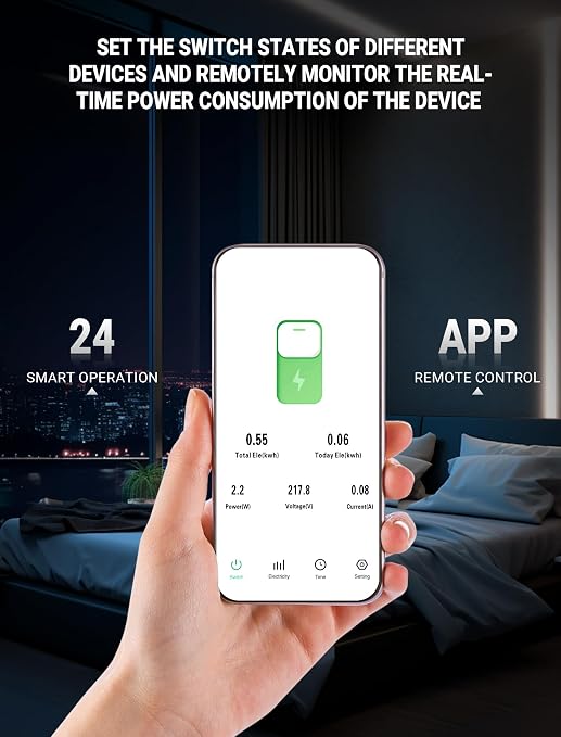 WiFi Smart Circuit Breaker 1P+N, 24-Hour Energy Monitoring, DIN Rail Mount, Smart Life/Tuya APP Remote Control & Voice Control Compatible with Alexa/Google Assistant (1-63A)