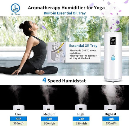 Humidifiers for Large Room Home Bedroom 2000 sq.ft. 17L/4.5Gal Large Humidifier with Extension Tube & 4 Speed Mist,Top Fill Wholehouse Humidifier with 360°Nozzle for Plant Office Commercial Greenhouse