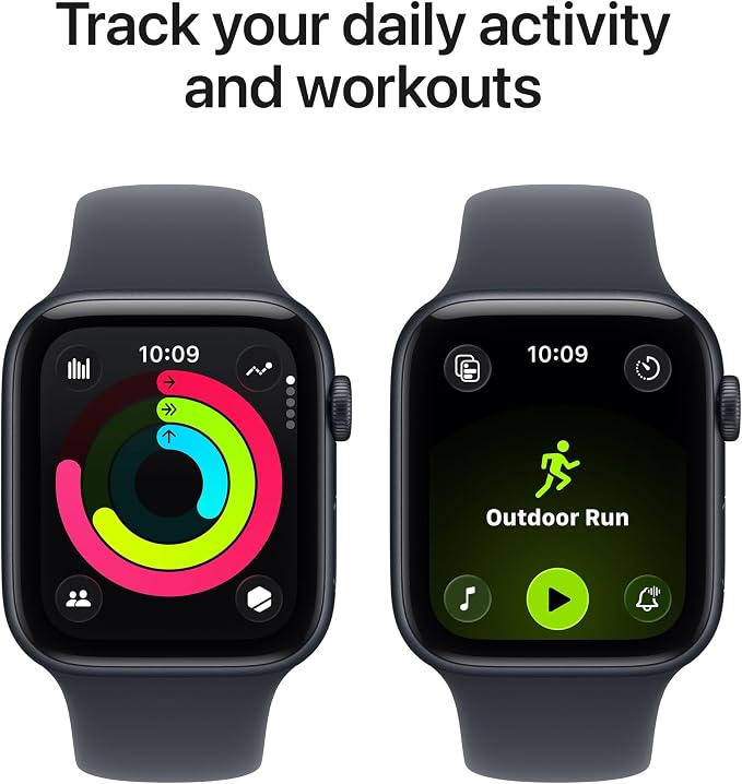 Apple Watch SE 3 [GPS 44mm] Smartwatch with Midnight Aluminium Case with Midnight Sport Band - M/L. Fitness and Sleep Trackers, Heart Rate Monitor with AppleCare+ (2 Years)
