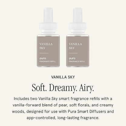 Pura Home Scent Refill - Smart Home Air Diffuser - Hours of Luxury Fragrance per Refill - Clean & Safe Pura Diffuser Refills - Vanilla Sky (2 Pack)