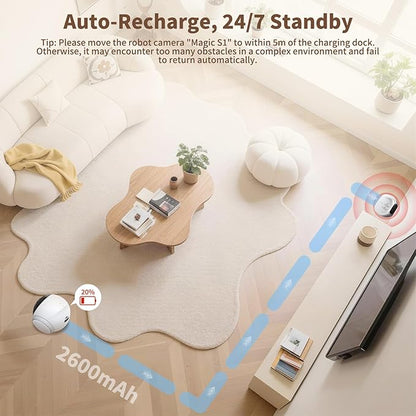 1080P Pet Camera Robot: Indoor Movable Home Security Camera with App Control, Night Vision, 2-Way Talk, Motion Detection, SD Card Storage, Smart Pet Cam for Cat/Dog/Baby/Elderly Monitor