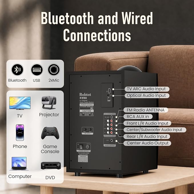 Bobtot Wireless Surround Sound System Home Theater System
