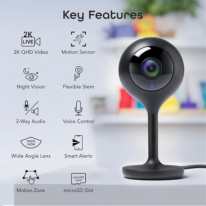 Geeni Look 2K 4MP Smart Indoor Security Camera 2-Pack – 1440p Ultra HD WiFi Pet & Baby Monitor with 2-Way Audio, Motion Detection Zones, 10m Night Vision, & USB-C Power
