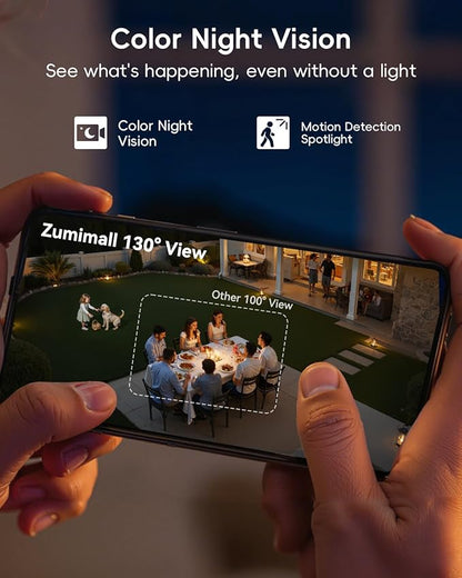ZUMIMALL Security Cameras Wireless Outdoor, 2 Packs, 2K Cameras for Home Security, Outdoor/Indoor Camera Battery Powered, 2.4G WiFi, Magnetic Mount,3MP Color Night Vision/Siren/PIR/AI/Cloud/Alexa